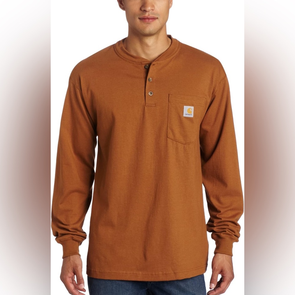 CARHARTT - Loose Fit Heavyweight Long Sleeve Henley TShirt Sz XL